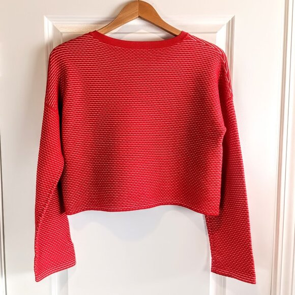 Theory Red Tamrist CS Prosecco Cropped Sweater NWOT - Picture 3 of 6